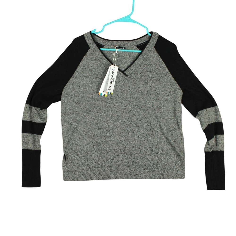 SMARTWOOL V-Neck Sweater Marino Blend Womens Small Gray Pullover New With Tag